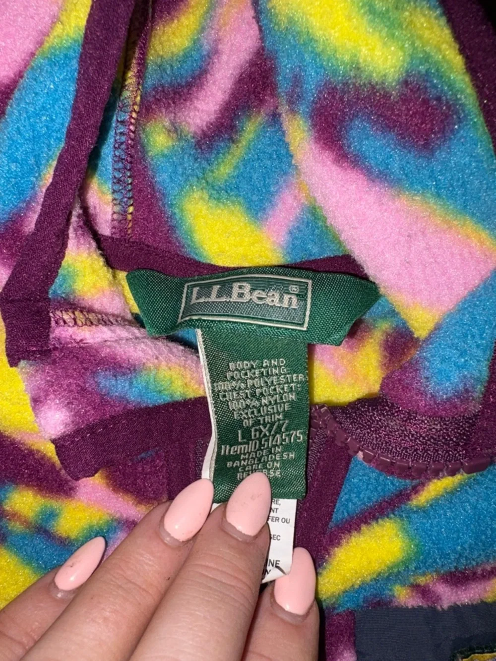 L.L. Bean Kids Multicolor Fleece Jacket - Yellow, Blue, Pink, Purple